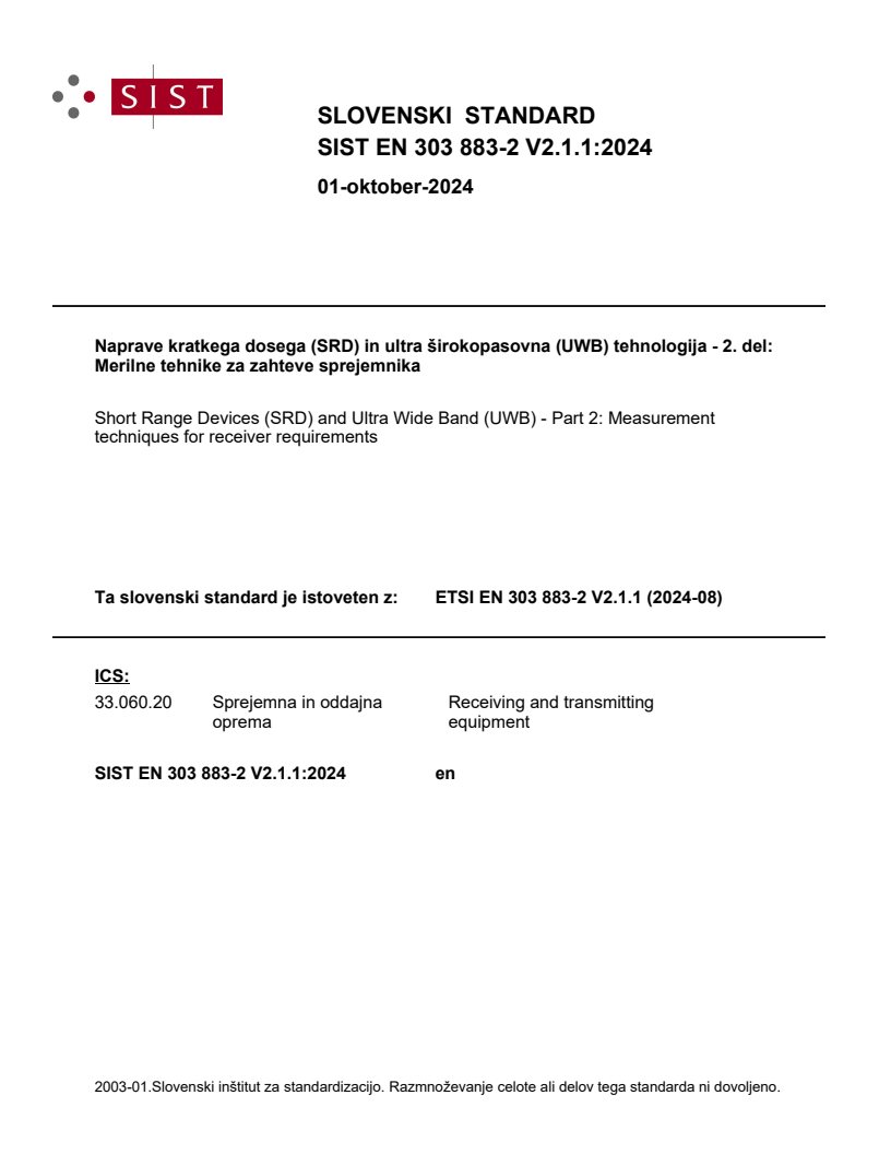 SIST EN 303 883-2 V2.1.1:2024 SIST EN 303 883-2 V2.1.1:2024 - BARVE - Page 1 preview