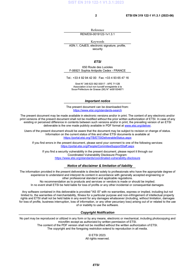 ETSI EN 319 122-1 V1.3.1 (2023-06) EN 319 122-1 V1.3.1:2023 - BARVE - Page 4 preview