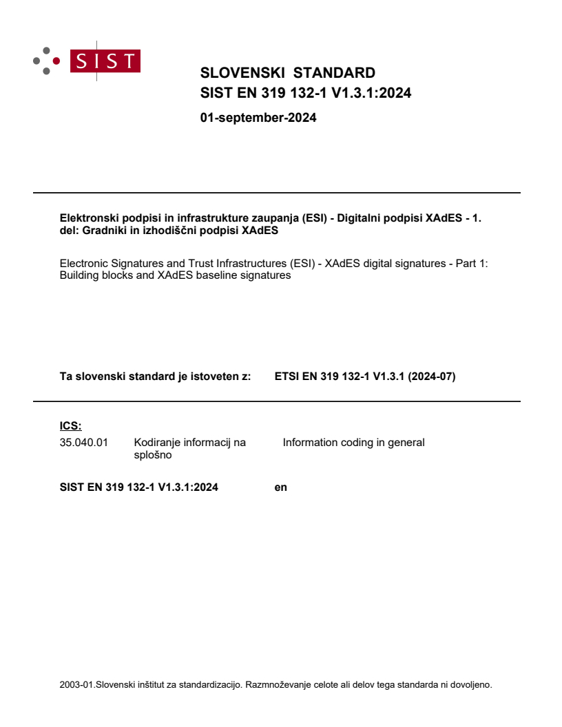 SIST EN 319 132-1 V1.3.1:2024 SIST EN 319 132-1 V1.3.1:2024 - BARVE - Page 1 preview