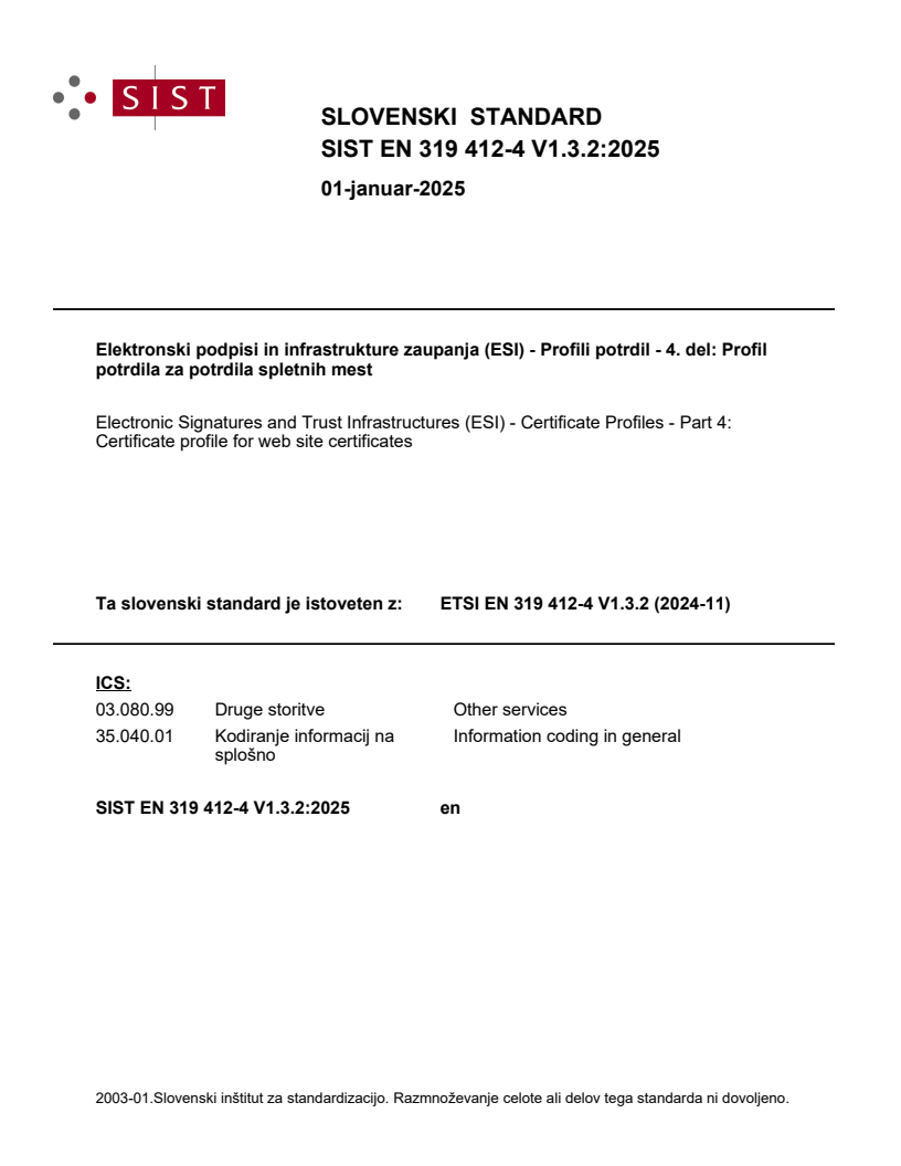SIST EN 319 412-4 V1.3.2:2025 SIST EN 319 412-4 V1.3.2:2025 - Page 1 preview