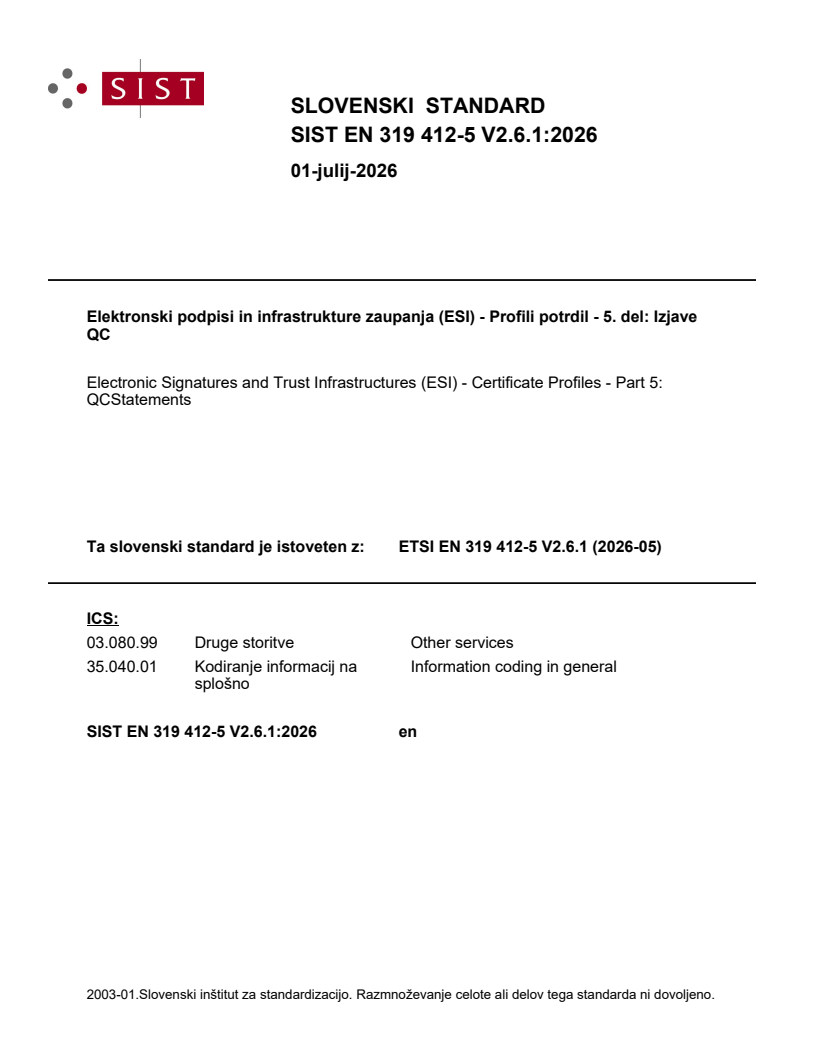 SIST EN 319 412-5 V2.6.1:2026 SIST EN 319 412-5 V2.6.1:2026 - Page 1 preview