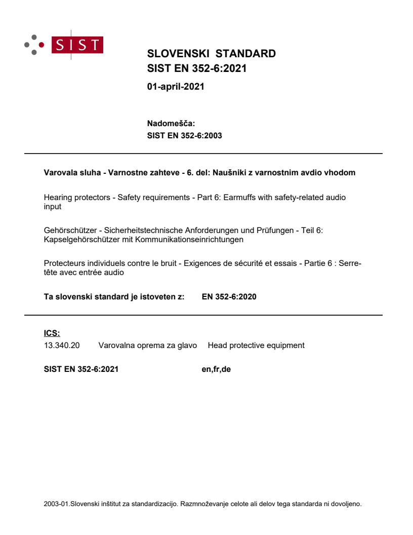 EN 352-6:2021