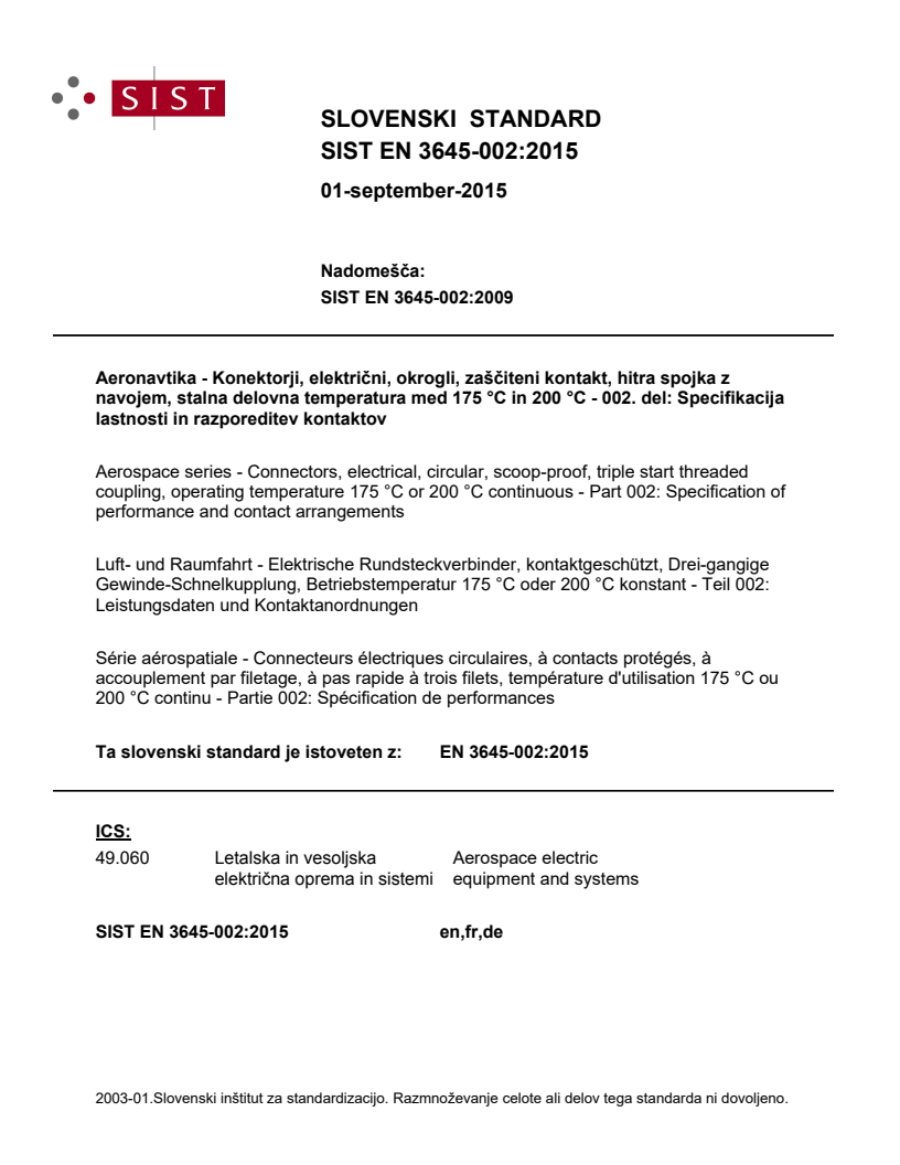 EN 3645-002:2015 EN 3645-002:2015 - Page 1 preview