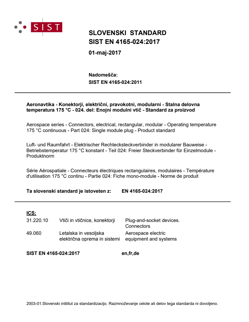 EN 4165-024:2017 EN 4165-024:2017 - Page 1 preview