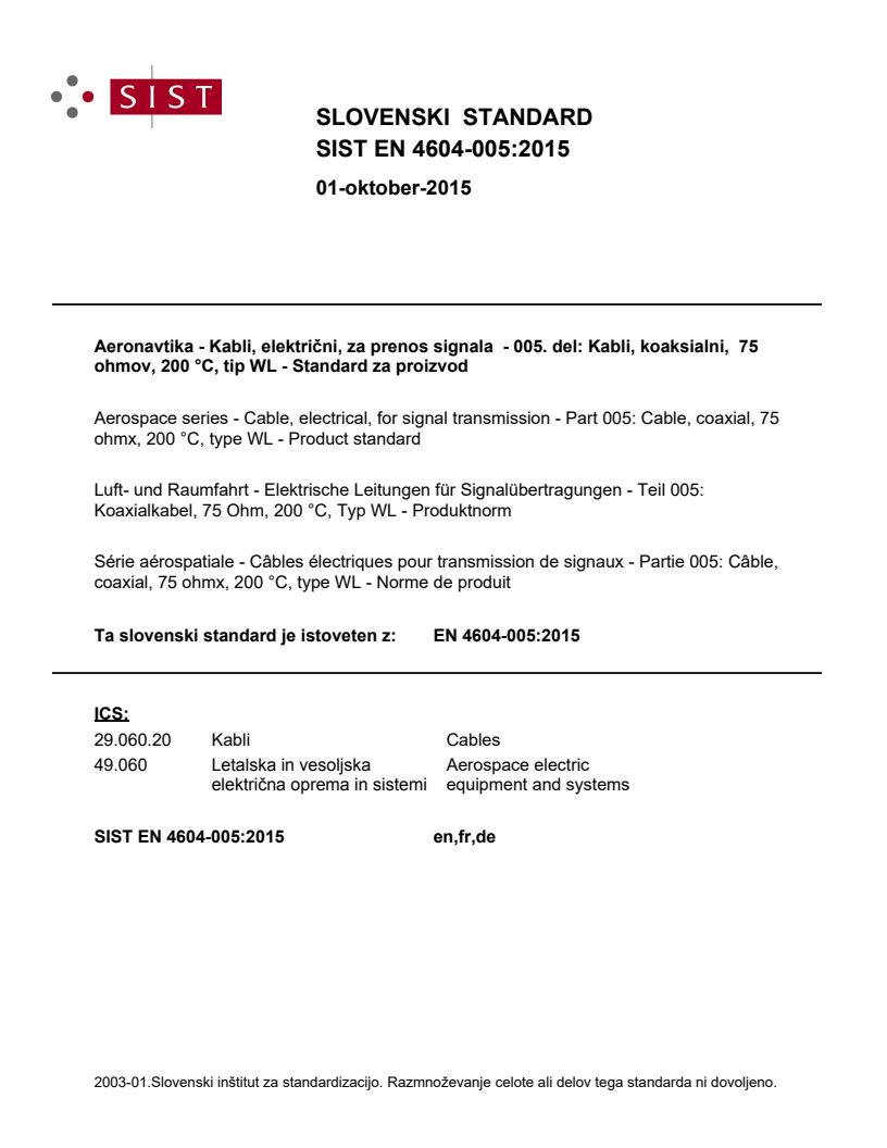 EN 4604-005:2015 EN 4604-005:2015 - BARVE - Page 1 preview