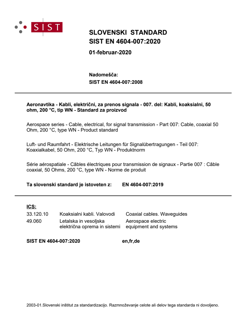 EN 4604-007:2019 EN 4604-007:2020 - Page 1 preview