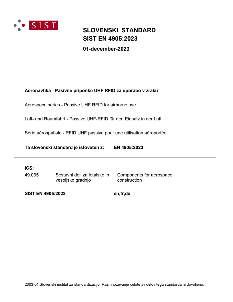 EN 4905:2023 EN 4905:2023 - Page 1 preview