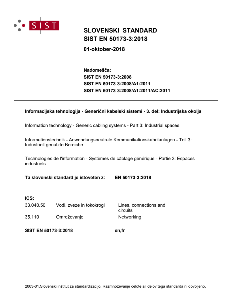 SIST EN 50173-3:2018 SIST EN 50173-3:2018