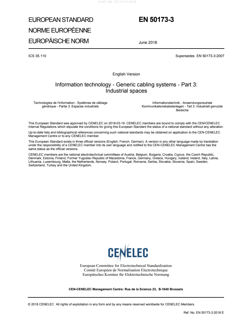 SIST EN 50173-3:2018 SIST EN 50173-3:2018
