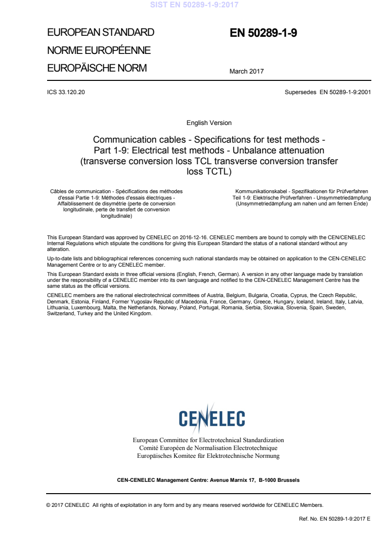 EN 50289-1-9:2017 EN 50289-1-9:2017 - BARVE - Page 3 preview