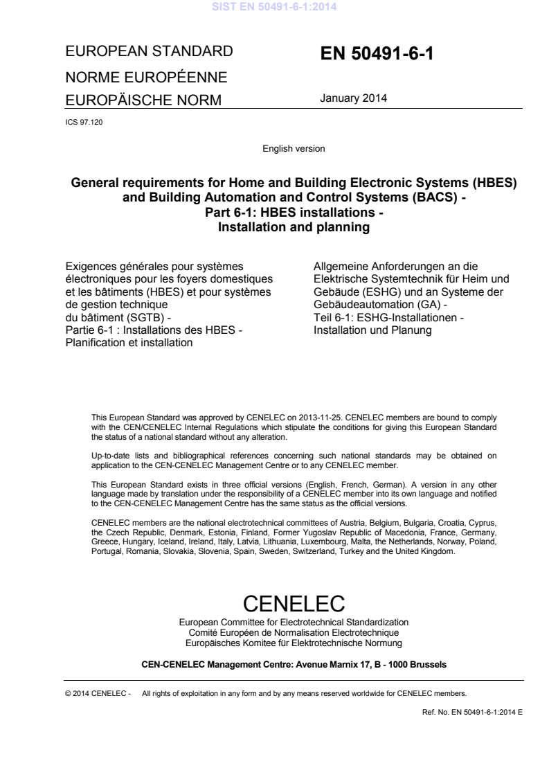 EN 50491-6-1:2014 EN 50491-6-1:2014 - BARVE - Page 3 preview