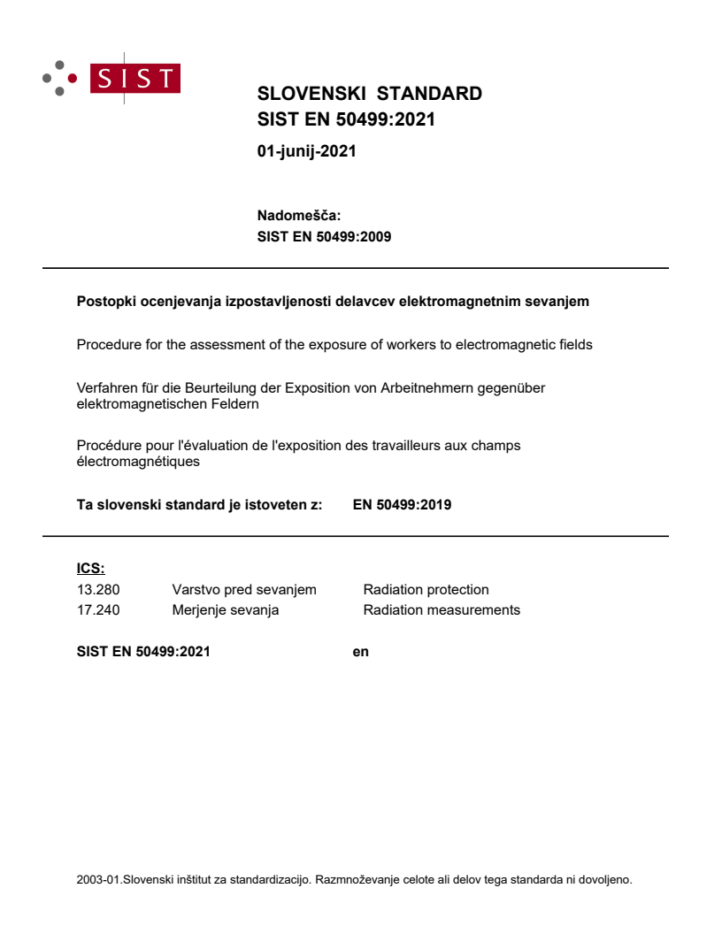 EN 50499:2019 EN 50499:2021 - BARVE - Page 1 preview