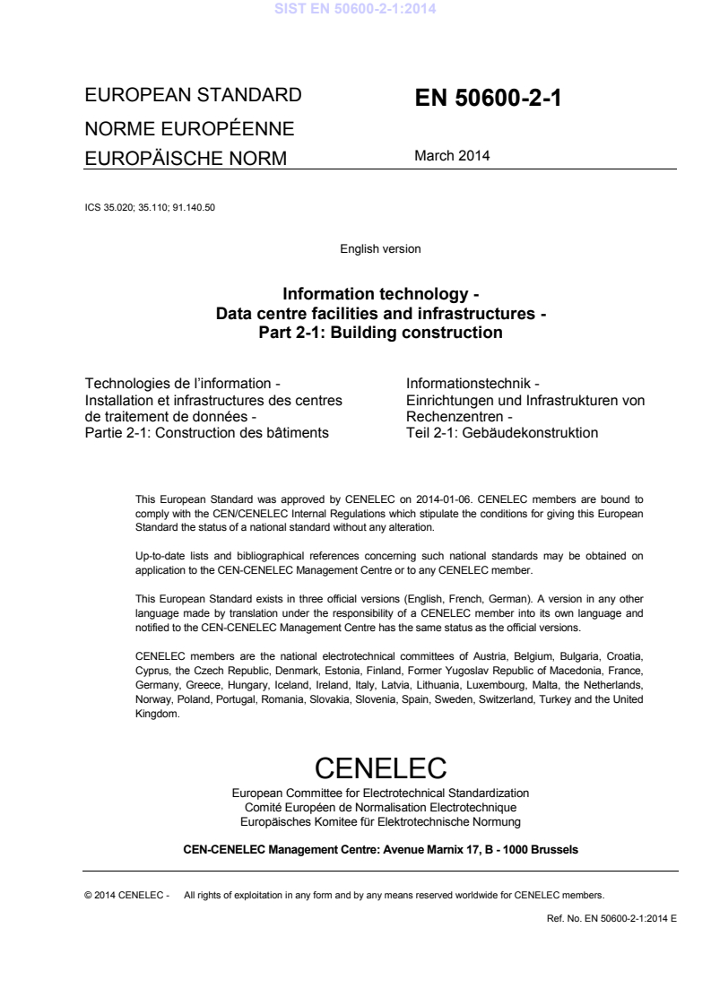 EN 50600-2-1:2014 EN 50600-2-1:2014 - Page 3 preview