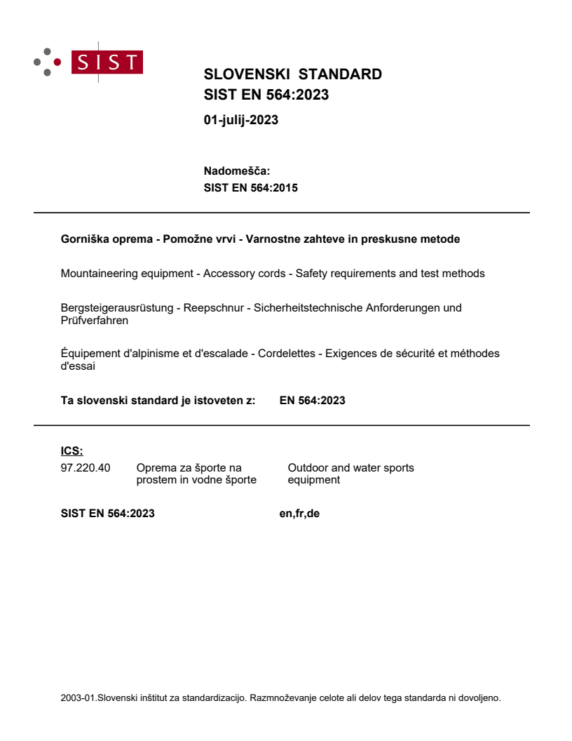 EN 564:2023 EN 564:2023 - Page 1 preview