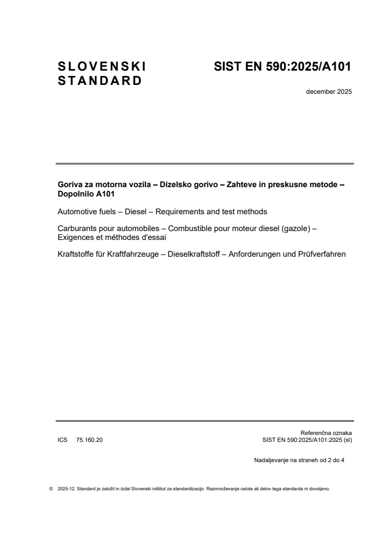 SIST EN 590:2025/A101:2025