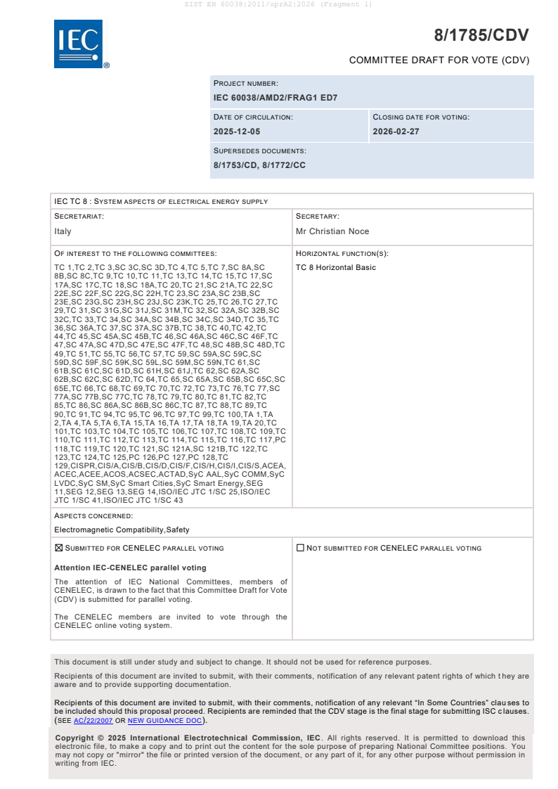 EN 60038:2011/oprA2:2026 (Fragment 1)