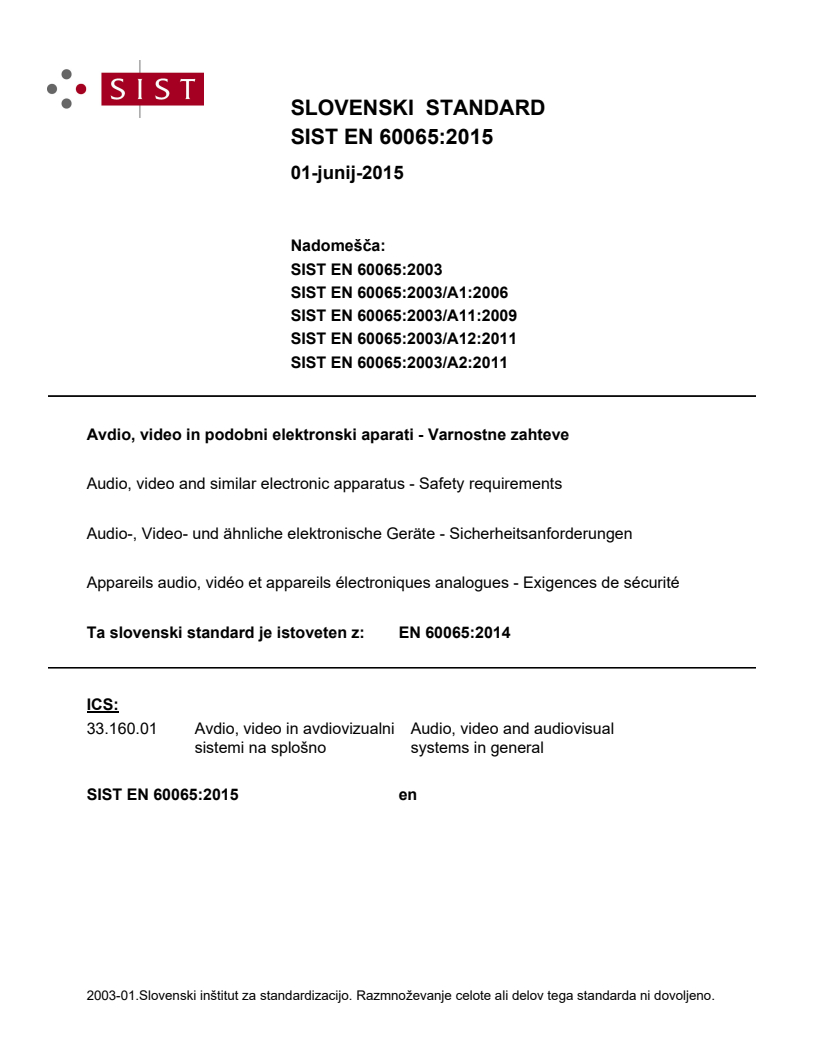 EN 60065:2014 EN 60065:2015 - BARVE - Page 1 preview