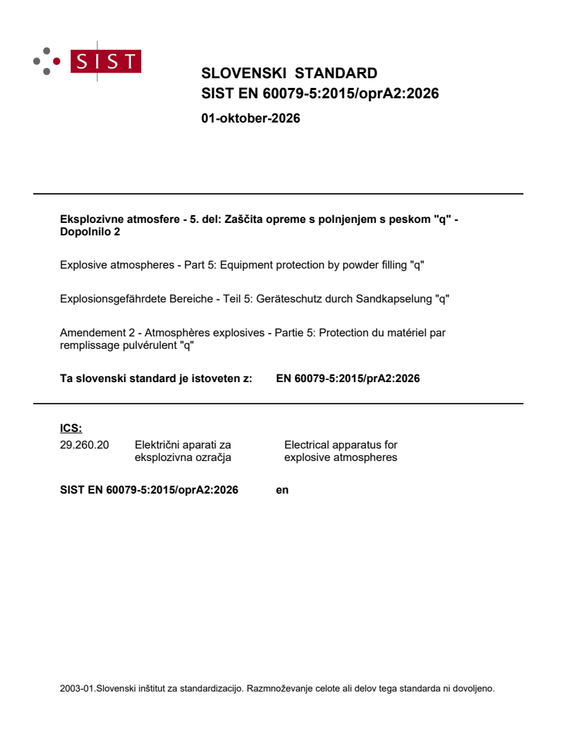 EN 60079-5:2015/prA2:2026 EN 60079-5:2015/oprA2:2026 - Page 1 preview