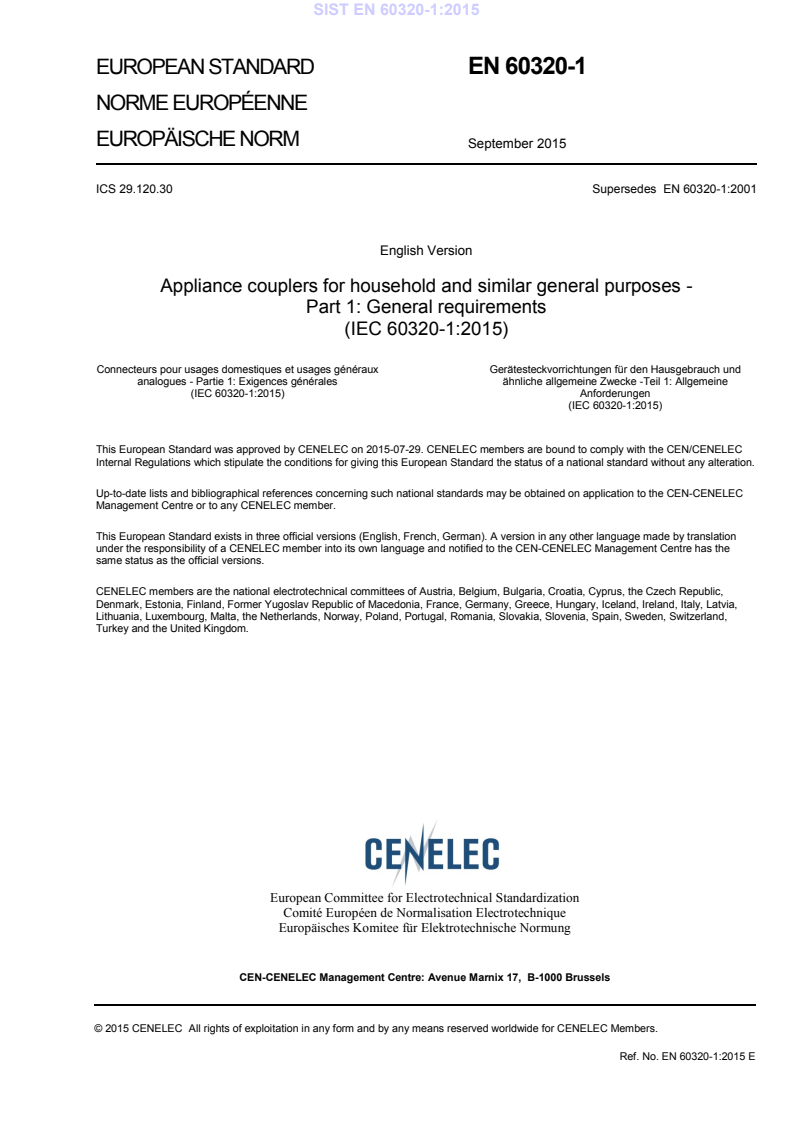 EN 60320-1:2015 EN 60320-1:2015 - Page 3 preview