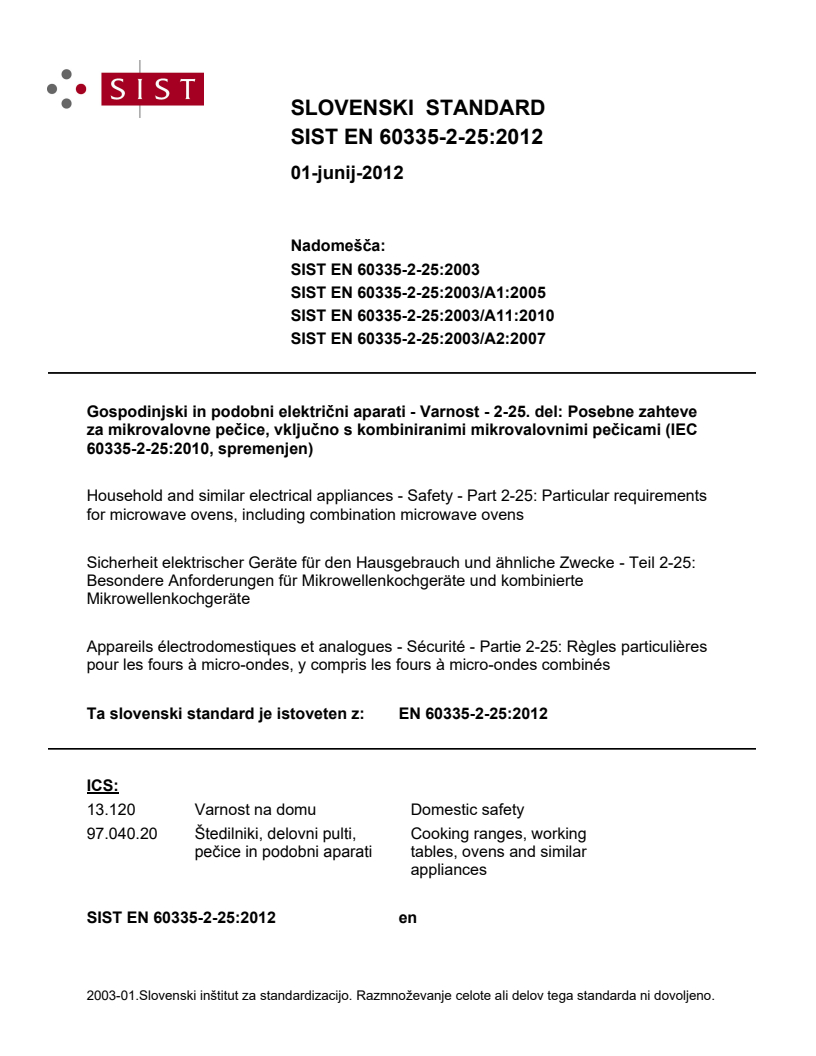 EN 60335-2-25:2012 EN 60335-2-25:2012 - Page 1 preview