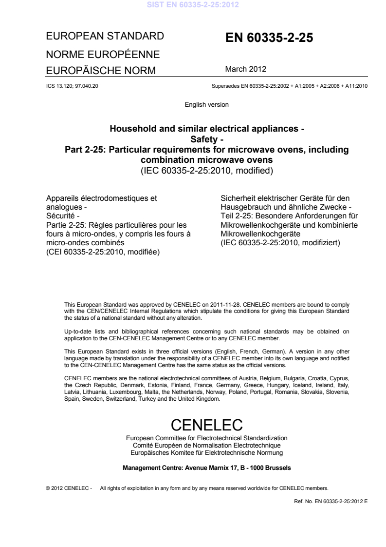 EN 60335-2-25:2012 EN 60335-2-25:2012 - Page 3 preview
