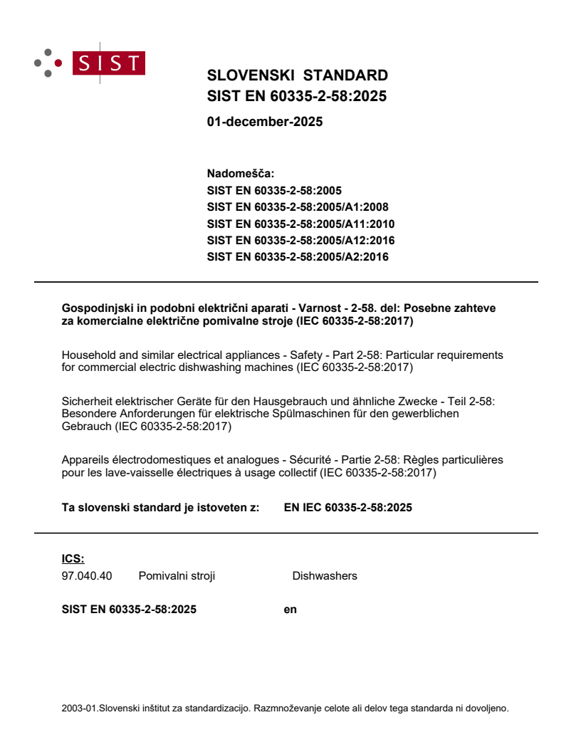 SIST EN 60335-2-58:2025
