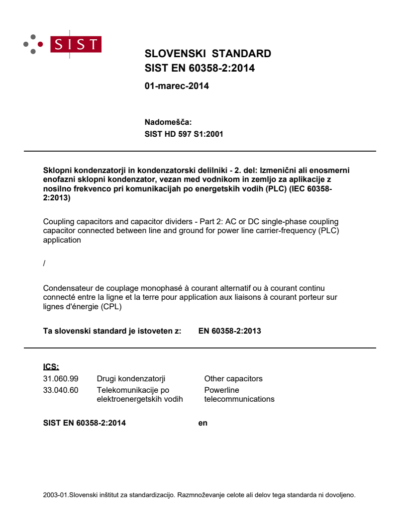 EN 60358-2:2013 EN 60358-2:2014 - BARVE - Page 1 preview