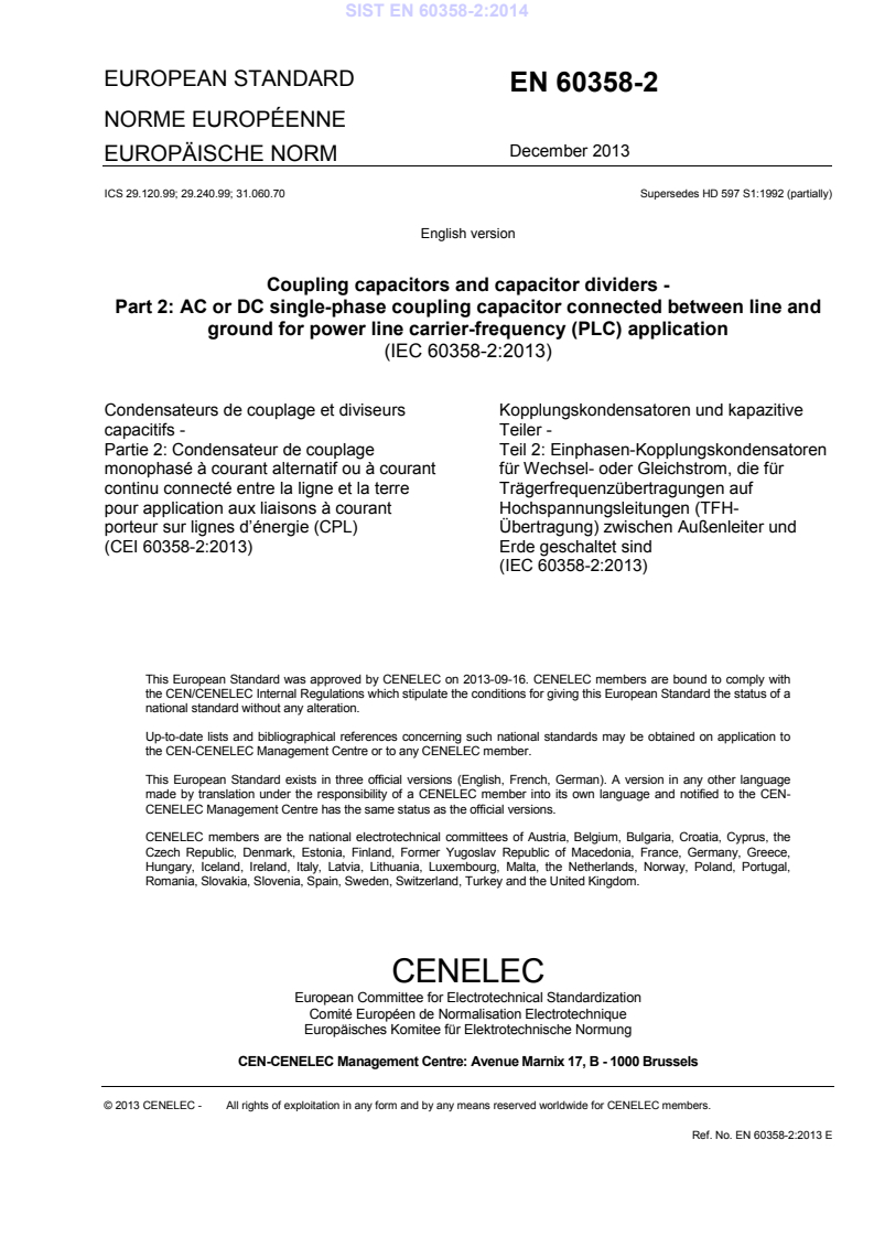 EN 60358-2:2013 EN 60358-2:2014 - BARVE - Page 3 preview