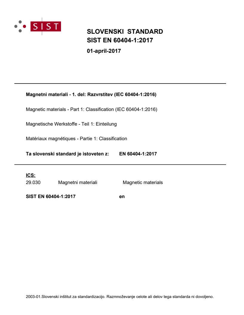 EN 60404-1:2017 EN 60404-1:2017 - Page 1 preview