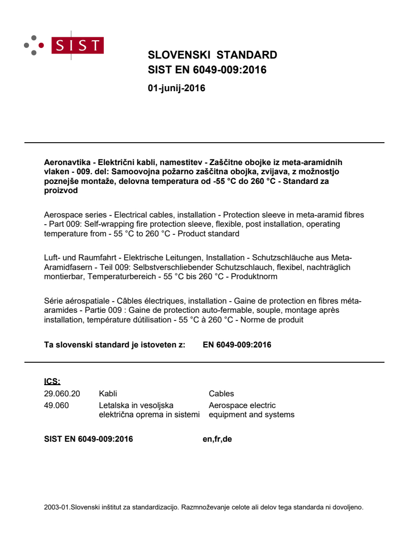 EN 6049-009:2016 EN 6049-009:2016 - Page 1 preview