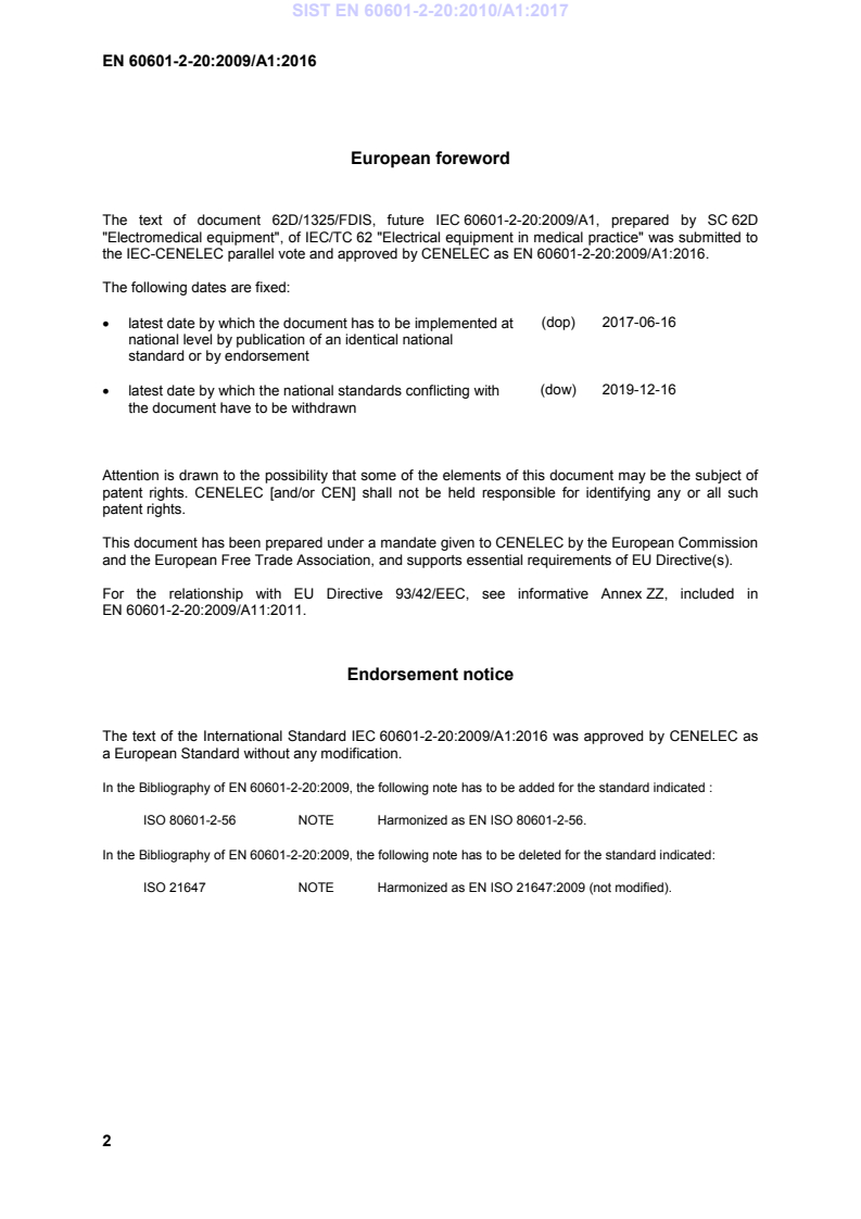 EN 60601-2-20:2009/A1:2016 EN 60601-2-20:2010/A1:2017 - Page 4 preview