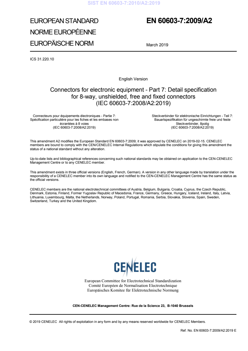 EN 60603-7:2009/A2:2019 EN 60603-7:2010/A2:2019 - Page 3 preview