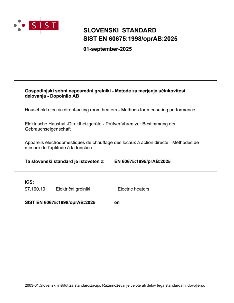 EN 60675:1998/oprAB:2025