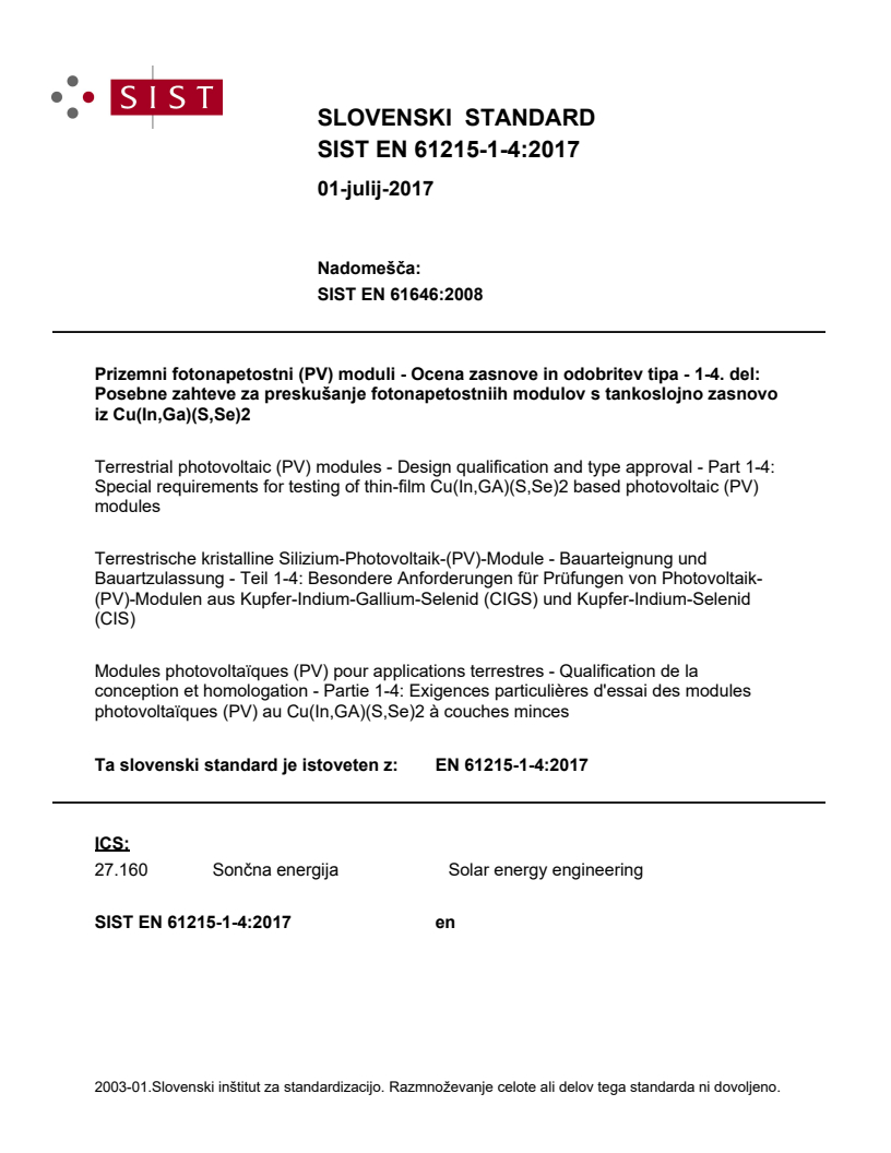 EN 61215-1-4:2017 EN 61215-1-4:2017 - Page 1 preview