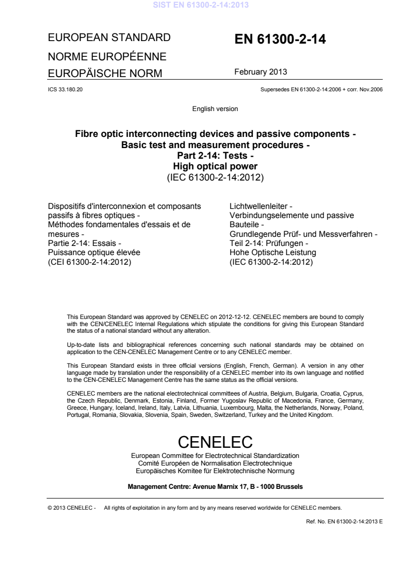 EN 61300-2-14:2013 EN 61300-2-14:2013 - Page 3 preview