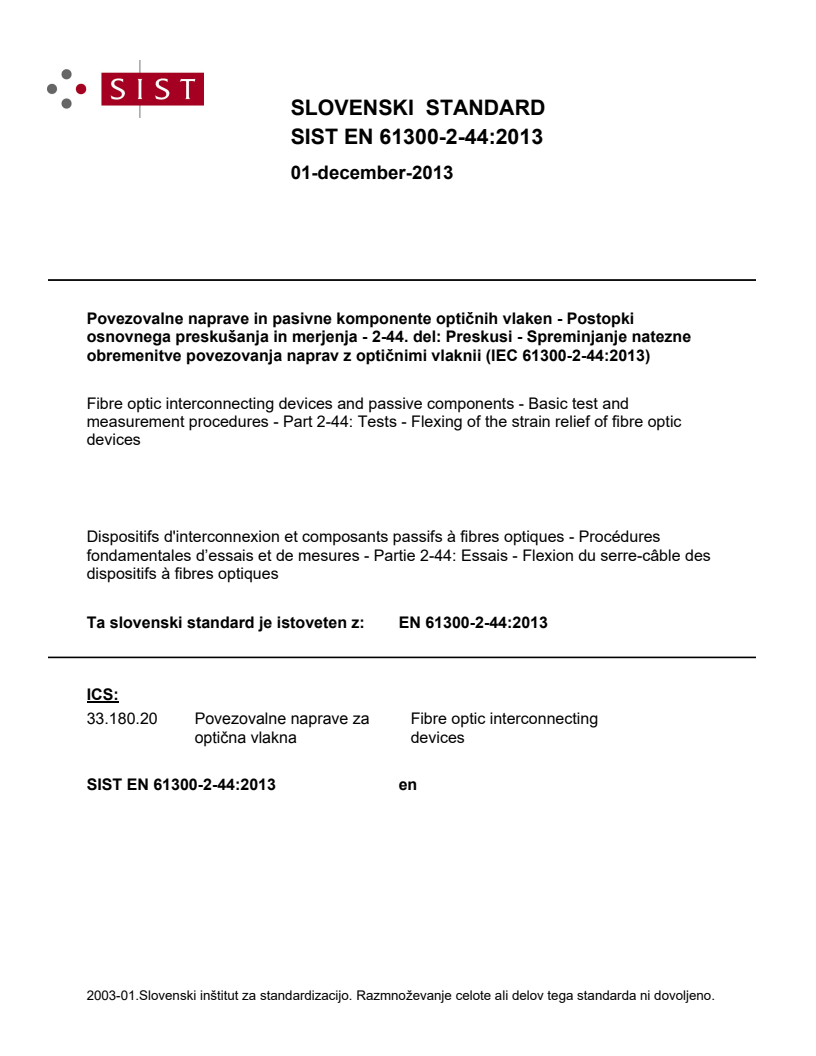 EN 61300-2-44:2013 EN 61300-2-44:2013 - Page 1 preview