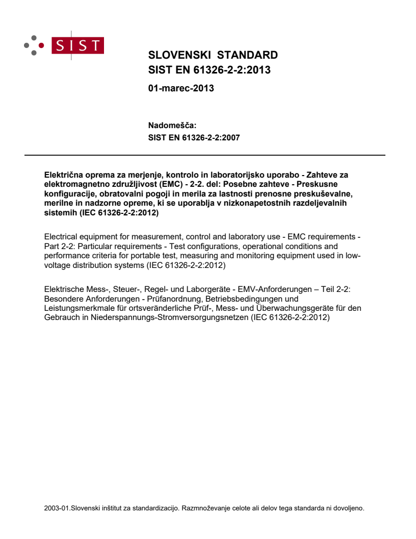 EN 61326-2-2:2013 EN 61326-2-2:2013 - Page 1 preview