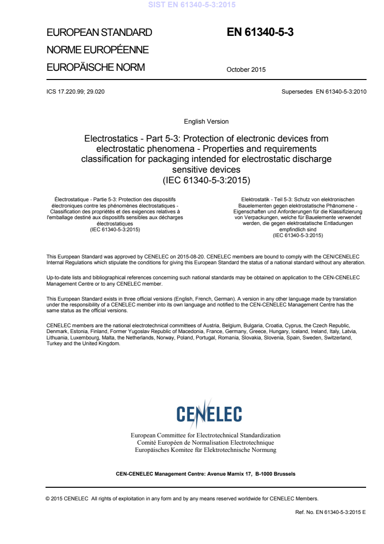 EN 61340-5-3:2015 EN 61340-5-3:2015 - Page 3 preview