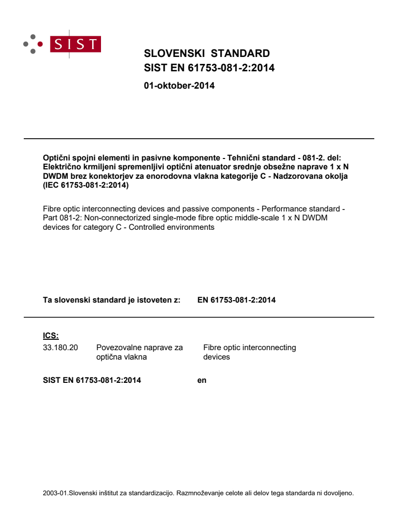 EN 61753-081-2:2014 EN 61753-081-2:2014 - Page 1 preview