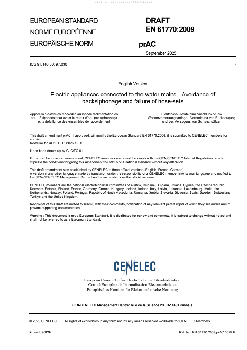 EN 61770:2009/oprAC:2025