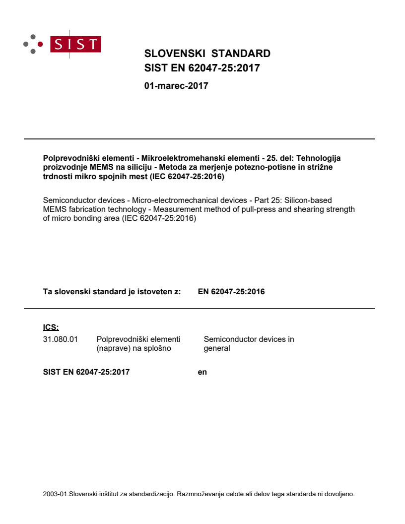 EN 62047-25:2016 EN 62047-25:2017 - BARVE - Page 1 preview