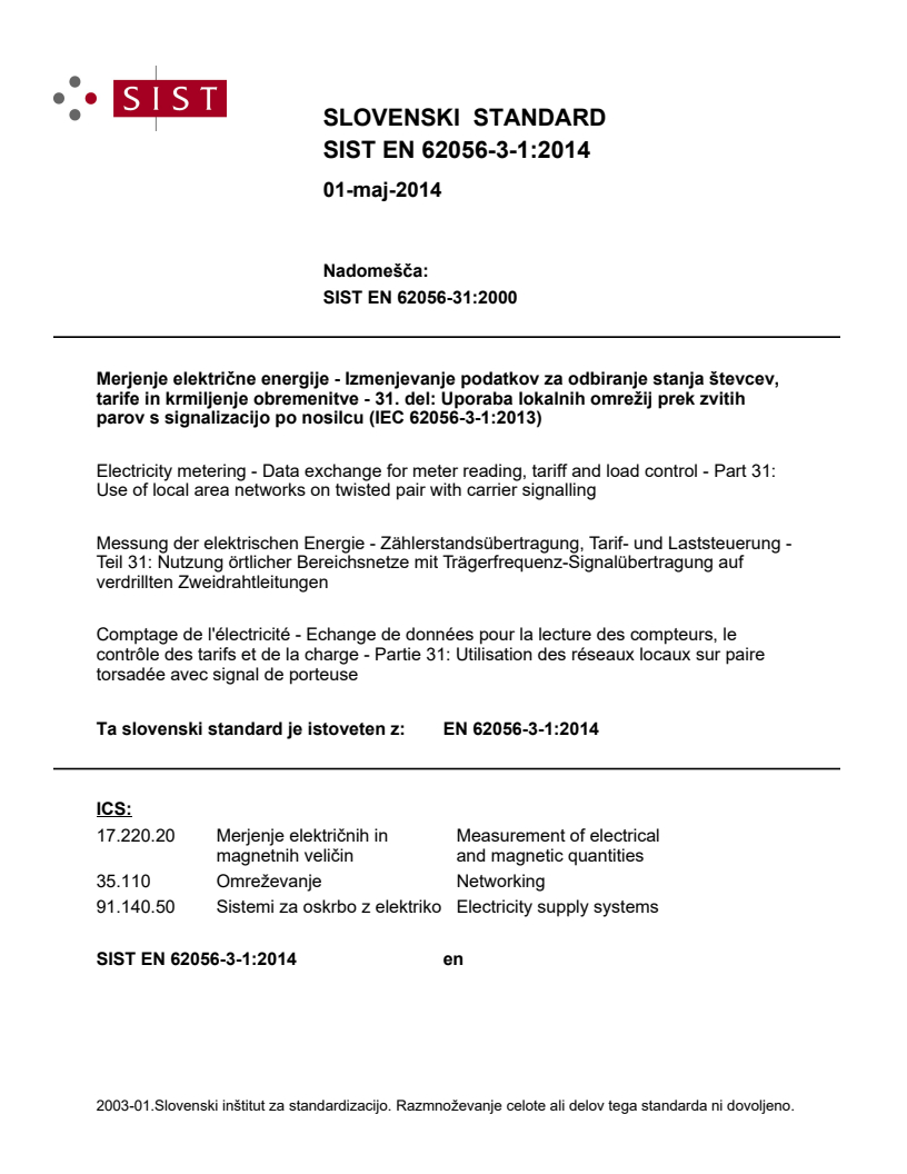 EN 62056-3-1:2014 EN 62056-3-1:2014 - Page 1 preview