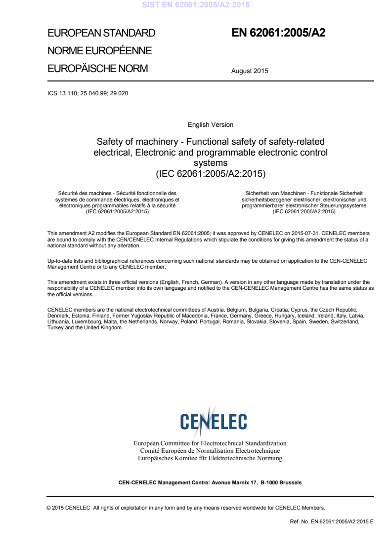 EN 62061:2005/A2:2015 EN 62061:2005/A2:2016 - Page 3 preview