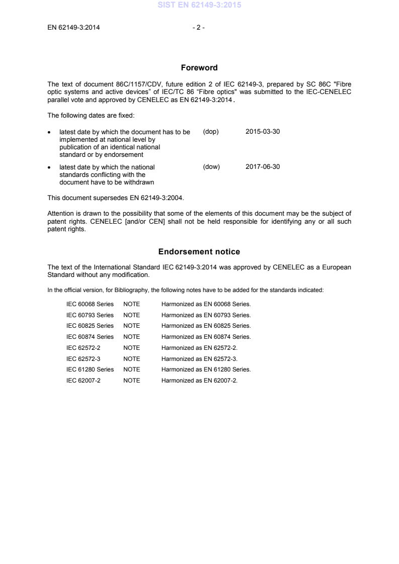 EN 62149-3:2014 EN 62149-3:2015 - Page 4 preview