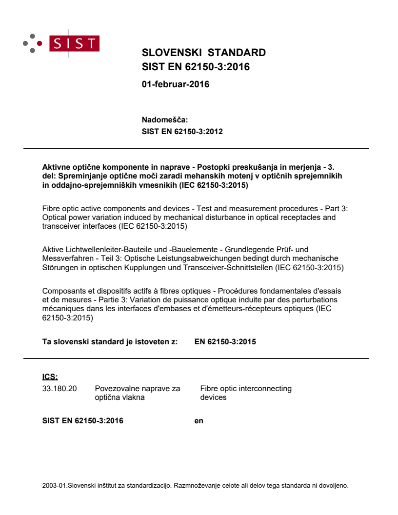 EN 62150-3:2015 EN 62150-3:2016 - BARVE - Page 1 preview