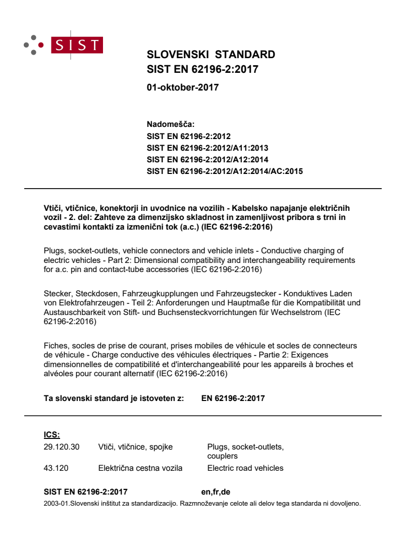 EN 62196-2:2017 EN 62196-2:2017 - Page 1 preview