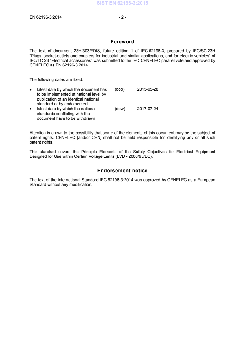 EN 62196-3:2014 EN 62196-3:2015 - Page 4 preview