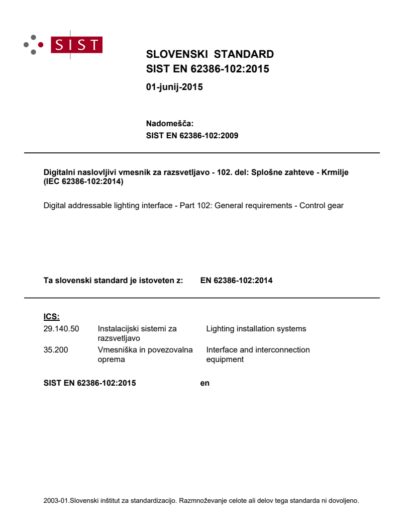 EN 62386-102:2014 EN 62386-102:2015 - BARVE - Page 1 preview