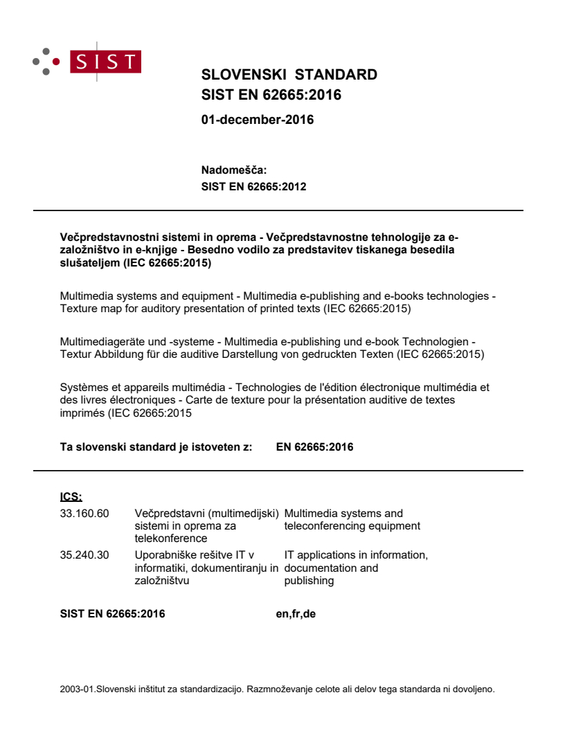 EN 62665:2016 EN 62665:2016 - BARVE - Page 1 preview