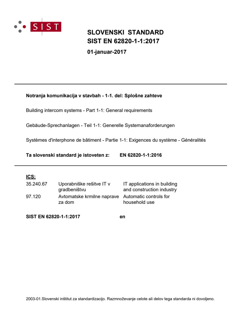 EN 62820-1-1:2016 EN 62820-1-1:2017 - BARVE - Page 1 preview